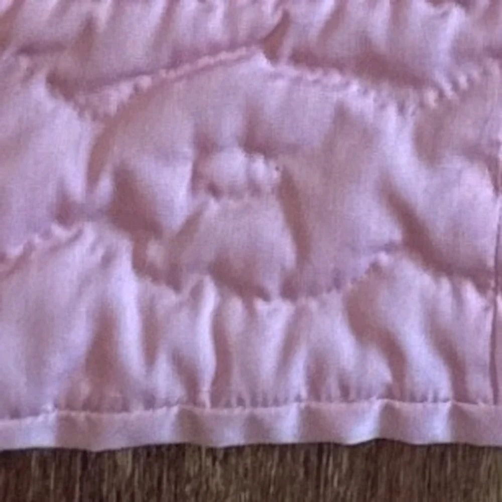 Vintage Pristine Handmade Baby Crib Quilt, Pink Embroidered Nursery Heirloom